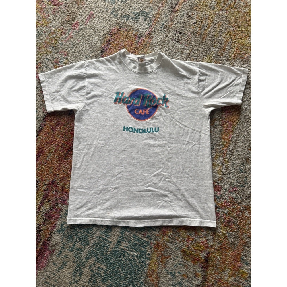 Vintage 90s Hard Rock Cafe Honolulu T-Shirt White XL